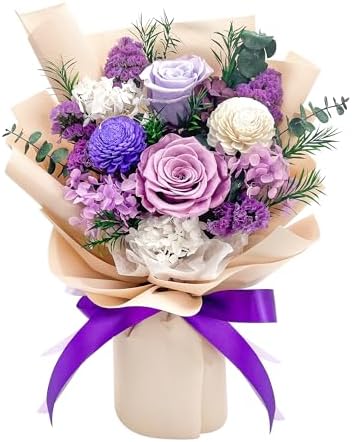 QOEAZY Flowers for Delivery, Preserved Flowers Bouquet with Gift Box, Rose Gifts for Women Mom Grandma by QOEAZY