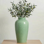 Green Ceramic Vase - 11 Inch Tall Modern Flower Vase for Pampas Grass, Pottery Decorative Vase for Centerpieces, Farmhouse Decor, Living Room, Kitchen, Shelf, Table Decor by Wancetang