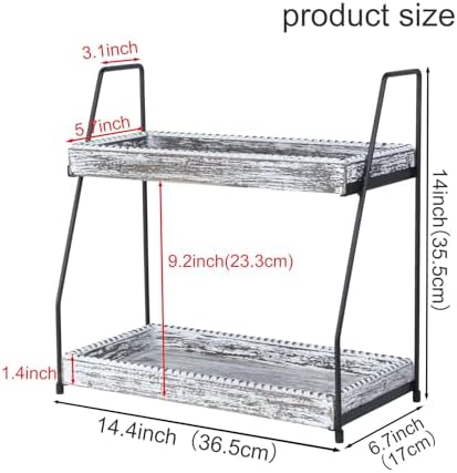 Gurfuy Bathroom Vanity Organizer 2-Tier Wood Countertop Storage Counter Shelf for Makeup Skincare Perfume Jewelry Tray Spice Rack White - Image 2
