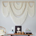Macrame Wall Hanging Boho Yarn Art Tassel Beaded Handmade Decor 57"W*41"L by FLBER