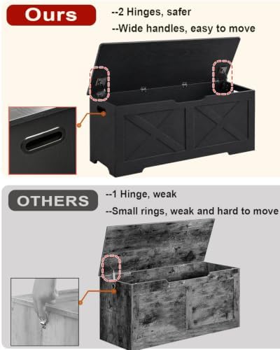Timberer 47.2" Storage Chest, Wooden Storage Bench, Entryway Shoes Bench - Image 5