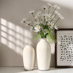 PORCER Ceramic Vases for Home Decor, Ice Crackle Aged White Vintage Ceramic Vase Set of 2, Minimalist Decorative Vase for Table Centerpiece Dining Living Room Office Nightstand Fireplace Decoration - Image 7