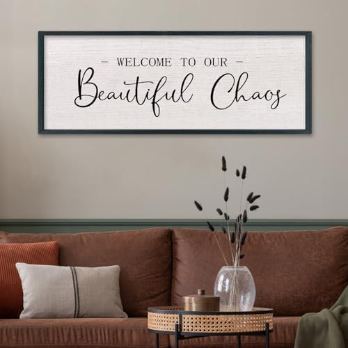 comurdyo Welcome To Our Beautiful Chaos Sign 32"X12" Black - Image 3
