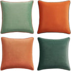 MONDAY MOOSE Decorative Throw Pillow Covers Cushion Cases, Set of 4 Soft Velvet Modern Double-Sided Designs, Mix and Match for Home Decor, Pillow Inserts Not Included (20x20 inch, Coral/Sage) by MondayMoose