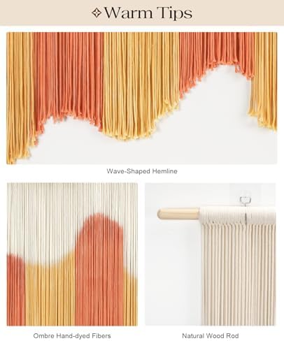 Tempospark Large Macrame Wall Hanging 59" x 39", Handmade Dip-Dyed Macrame Wall Art Tapestry, Boho Wall Hanging for Bedroom Above Bed, Living Room, Apartment, Entryways Decor - Image 6