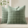 MIULEE Sage Plaid Decorative Throw Pillow Covers 20x20 Set of 2 by MIULEE
