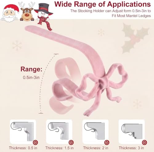 6 Pcs Pink Bow Stocking Hangers for Mantle - Image 3
