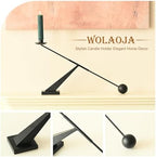Modern Candle Holder Decor, Black Decorative Tapered Candlestick Holders, Candle Holder for Living Room, Dining Table, Fireplace - Image 4