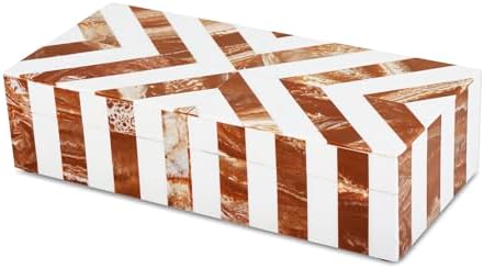 Handicrafts Home Decorative Storage Box 10x4.5 – Remote Control Holder, Jewelry Organizer, Modern Decorative Box with Lid, Boho Chic Home Décor Accent, Vintage Memory Box for Living Room Shelf Décor by HandicraftsHome