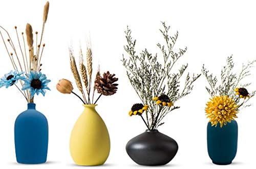 Small Ceramic Flower Vases Set of 4, Bud Vase, Decorative Modern Floral Vase by Malltohome