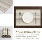 Textile Placemats Set of 6 - Heat Resistant Non-Slip Wipeable Place Mats for Party/Indoor/Outdoor Kitchen Dining Table, Washable Durable Woven Table Mats（Beige, 6） - Image 4