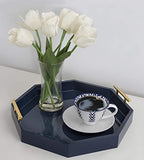 Kate And Laurel Lipton Mid-Century Octagon Tray, 18" x 18", Navy Blue and Gold, Chic Decorative Tray - Image 4