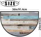 Retro Wooden Door Mat for Outdoor Indoor Welcome Mat Half Round Doormat Entryway Rug 24" x 36" Door Mats for Home - Image 2