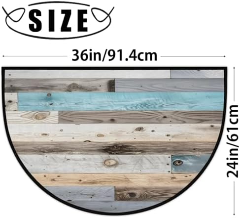 Retro Wooden Door Mat for Outdoor Indoor Welcome Mat Half Round Doormat Entryway Rug 24" x 36" Door Mats for Home - Image 2