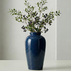 Blue Ceramic Vases Home Decor - 11 Inch Tall Farmhouse Vases for Flowers, Modern Textured Vase for Centerpieces, Living Room, Kitchen Island Decor, Fireplace, Entryway Decorations by Wancetang