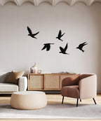 Birds Metal Wall Decor Set of 5, Minimalist Bird Flock Wall Art, Metal Garden Decorations, Home Decor, Modern Home Decoration, Birds Sign for Living Room, Birds Wall Hangings for Office, Bird Art (Gold, 8" / 20 cm - MEDIUM) by PLTZCRAFT