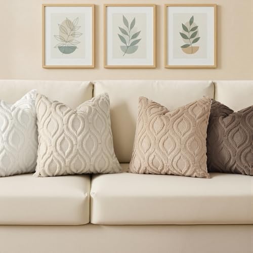 decorUhome Faux Fur Soft Light Brown Throw Pillow Covers 26x26 Set of 2 - Image 4