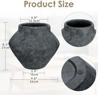 Briful Large Rustic Ceramic Vase with Distressed Finish, 8.2'' Tall Wide-Belly Decorative Flower Vases with Felt Pads, Retro Style Pottery for Home Decor, Table Centerpiece, Black - Image 3