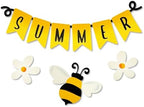 Roeda Brighten Your Life 14925m Summer Word Banner with Bee and Daisy Flowers Wreath Kit Set of 4 Summertime Magnet, 9.25" W x 3.4" H by Roeda