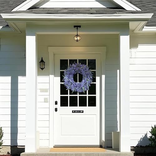 26" Artificial Lavender Eucalyptus Wreath for Front Door Decor(Purple) - Image 3