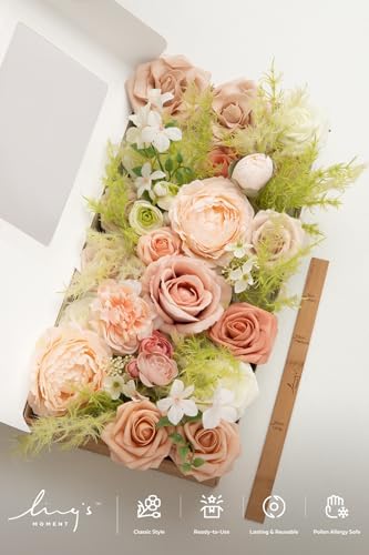 Ling's moment Fake Flowers Box, Faux Artificial Greenery Stems Foam Roses Silk Peony Ranunculus Fabic Flower for Centerpieces Bouquet Wedding Vase Floral Decorations, Garden Blush, Deluxe Combo - Image 6
