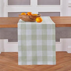 Solino Home 100% Pure Linen Table Runner, 14 x 120 in, Sage and White Check by SolinoHome