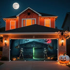 7x16ft Halloween Garage Door Banner Decoration Red Moon Skeleton Misty Haunted Forest Halloween Garage Door Cover for 2 Car Large Horror Covers Decorations for Party Outdoor Decor - Image 5