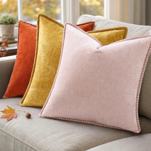 decorUhome Soft Chenille Throw Pillow Covers 26x26 Set of 2 Rust - Image 6