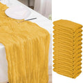 12 Pack Gold Cheesecloth Table Runner, 35x120 Inch Mustard Boho Gauze Table Runner 10ft Rustic Sheer Cheese Cloth Runners for Bridal Shower Wedding Party Baby Shower Table Decor by PWDAN