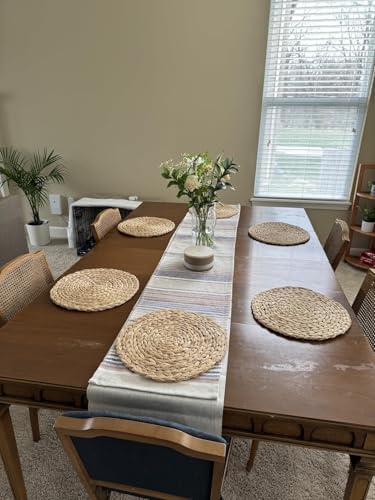 Round Woven Placemats Set of 6, Natural Wicker Place mats, Boho Farmhouse Rustic Plate Chargers, Rattan Table Mats for Dining Table, Fall, Halloween, Thanksgiving, Christmas Decor (13 inch) - Image 4