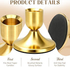 48 Pcs Brass Gold Taper Candle Holders Set Vintage Short Skinny Metal Candlestick Holders Small Low Candle Sticks for Dining Table Centerpiece Wedding Christmas Party Mantel Home Decor - Image 4