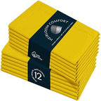 Lemon Yellow Cloth Napkins 18x18 Inch - Set of 12 - Soft, Absorbent, Reusable, Washable - Hemstitch Mitered Edges - Perfect Cotton Napkin for Summer, Spring, Baby Showers, Parties by HEIRLOOMCOMFORT