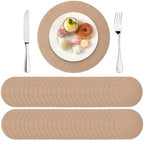 50 Pcs 11.8 Inch Burlap Round Placemats Bulk, Natural Table Mats by SEPGLITTER