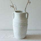 11" Vintage Ceramic Vase with Handles, Rustic Farmhouse Home Decor by LwellDwell