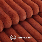decorUhome Fall Faux Fur Throw Pillow Covers 26x26 Set of 2 Rust - Image 3