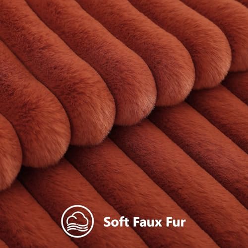 decorUhome Fall Faux Fur Throw Pillow Covers 26x26 Set of 2 Rust - Image 3