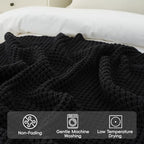 Waffle Knit Throw Blanket, Black Chenille Throw Blanket for Couch 50"x60" - Image 5