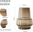 Relexome Amber Glass Vase Bud Flower Vase with Modern Design, Brown Wide Mouth Decorative Vase Gift for Home Decor, Living Room, Dining Table, Entryway, Shelf, Wedding, Office, 7.3 Inch (Amber) - Image 3