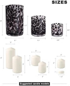 Glass Hurricane Candle Holder Set, Black Tortoise, 3 Piece - Image 6
