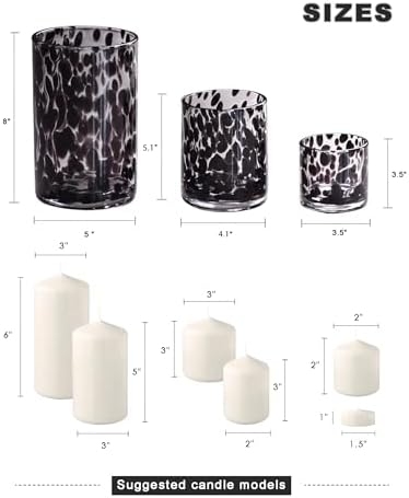 Glass Hurricane Candle Holder Set, Black Tortoise, 3 Piece - Image 6