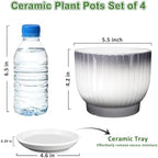 Ceramic Plant Pots, 5.5 Inch, Gray+White, Set of 4 - Image 2