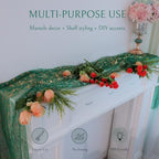 10Pcs Green Gold Table Runner 10 Ft Metallic Foil Shimmer Sheer Gauze - Image 6