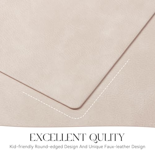 MOSAYT Vinyl Faux Leather Placemats, Set of 12, Beige - Image 5