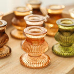 WDHODEC Glass Candlestick Holders 12PCS Taper Candle Holders for Table Centerpiece Vintage Colorful Candle Sticks for Wedding, Party and Birthday Table Decoration(Brown) - Image 4