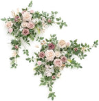 Ling's moment 2 Pack Dusty Rose Floral Garland Wedding Arch Flowers by LingsMoment