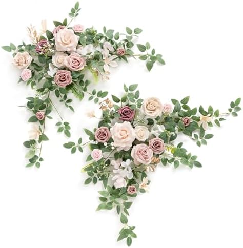 Ling's moment 2 Pack Dusty Rose Floral Garland Wedding Arch Flowers by LingsMoment