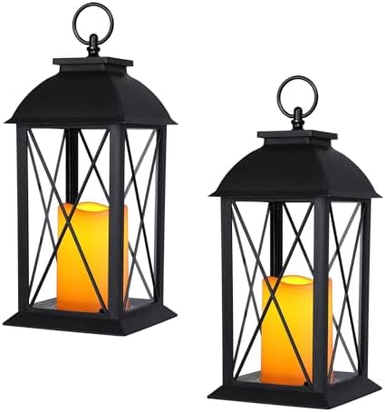 Bdor 13 Inch Outdoor Decorative Lanterns with LED Candle Timer 2 Pack Cross by Bdor