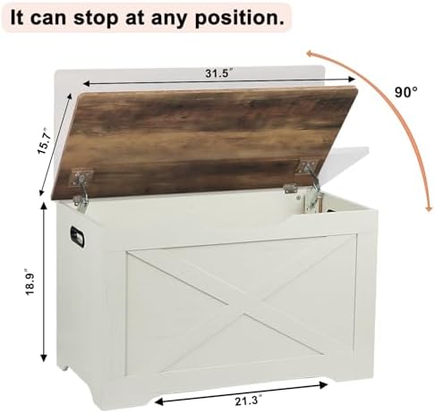 Timberer 31.5" Storage Chest, Wooden Storage Bench, Entryway Shoes Bench - Image 3