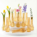 12 Pcs Gold Ribbed Glass Bud Vases for Centerpieces 8.5 Inch by saiguomi