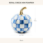 MACKENZIE-CHILDS Resin Pumpkin, Mini, Blue-and-White Royal Check - Image 4